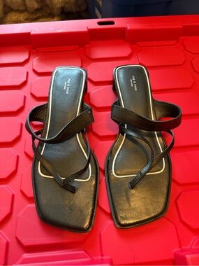 rag & bone Black Strappy Square-Toe Slide Sandals